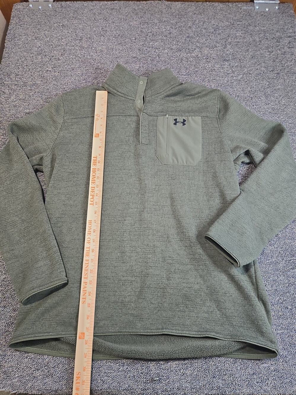 Under Armour Specialist Pullover Men 2XL Green Henley 1/4 Snap Loose Coldgear